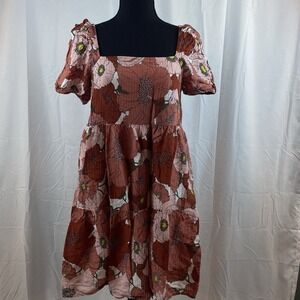 Loft Women's Size 4 Mini Dress Square‎ Neck Poppy Flower All Over Print